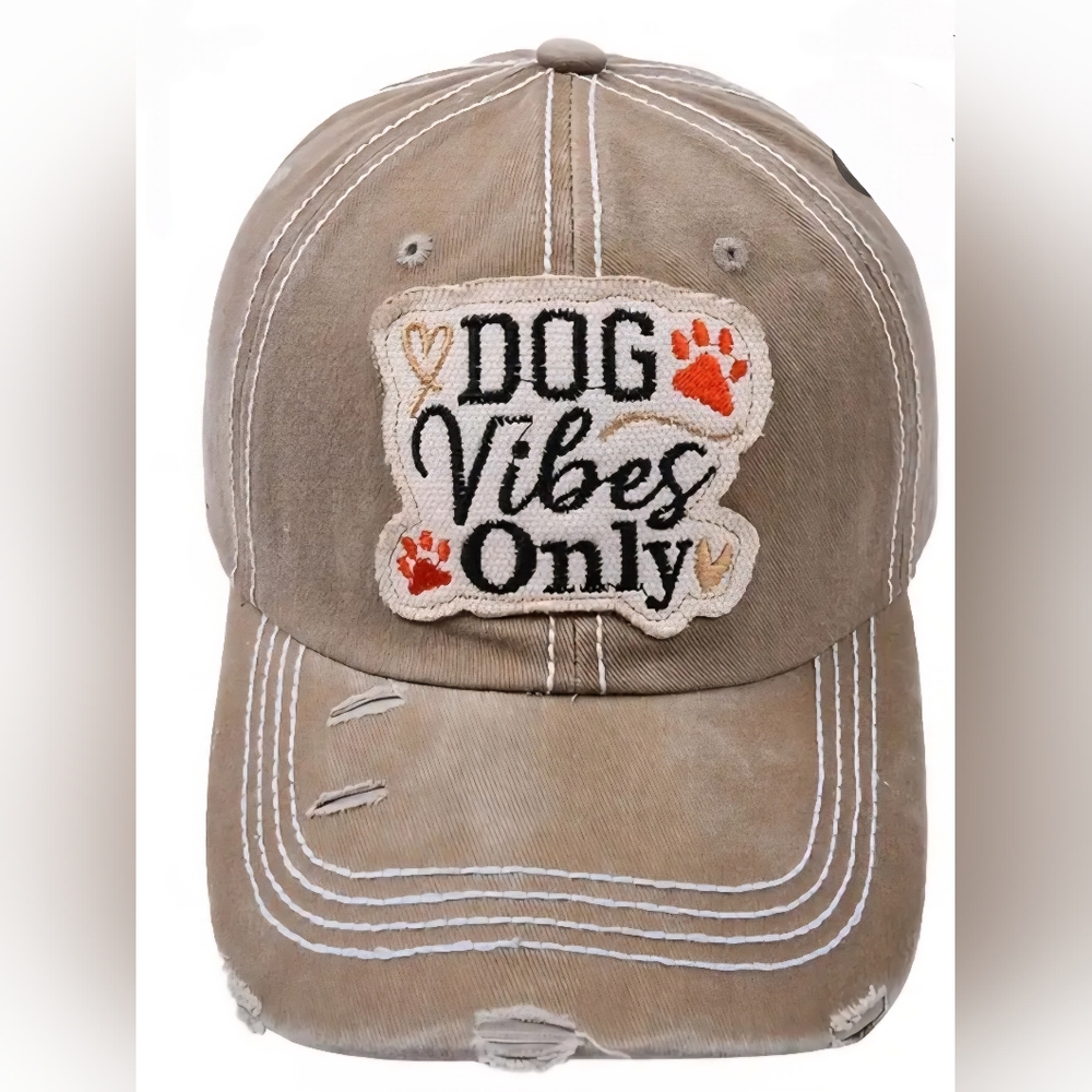 women's DOG VIBES ONLY tan soft ball cap